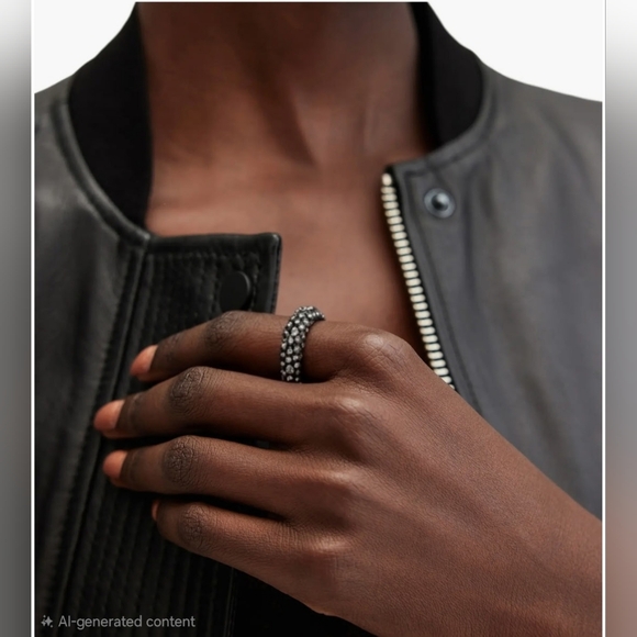 All Saints Black Ring with Sparkling Silver Details - Picture 2 of 5